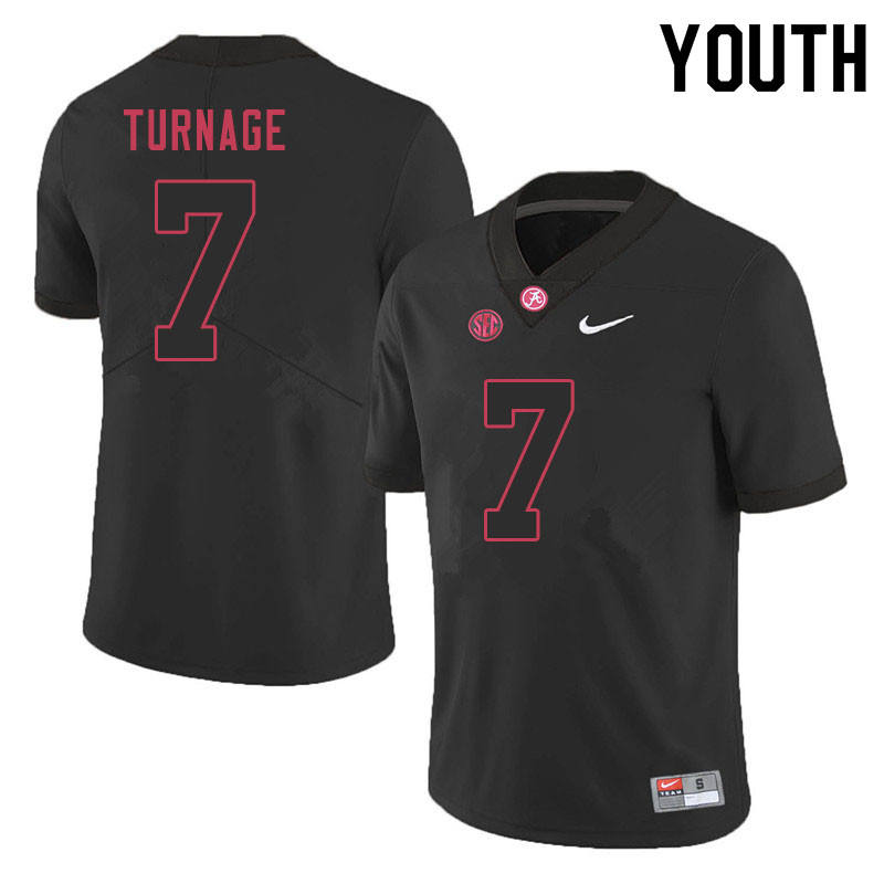 Alabama Crimson Tide Youth Brandon Turnage #7 Black NCAA Nike Authentic Stitched 2020 College Football Jersey WC16I70KS
